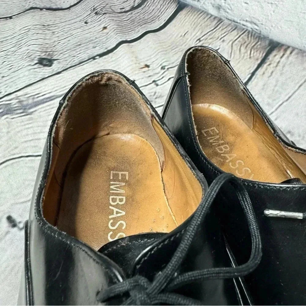Embassy Black Leather Oxford Dress Shoes Lace Up Casual Shoes size 9.5 - Picture 11 of 11